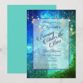 Mooie Bar Mitswa Blauw Groen Onder de Sterren Kaart (Voorkant / Achterkant)