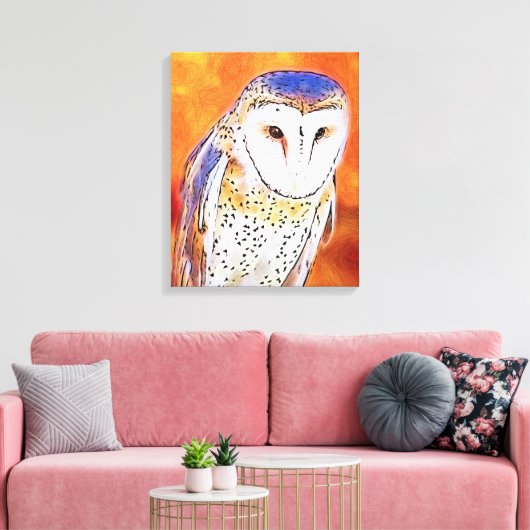 Mooie Barn Owl Bird met wit gezicht Canvas Afdruk (Insitu (Woonkamer))