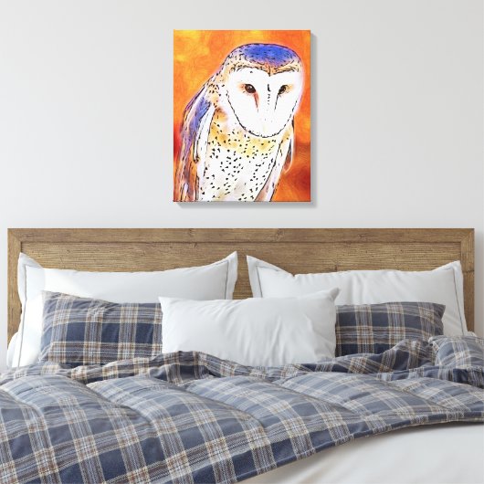 Mooie Barn Owl Bird met wit gezicht Canvas Afdruk (Insitu (Slaapkamer))