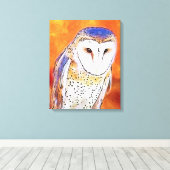 Mooie Barn Owl Bird met wit gezicht Canvas Afdruk (Insitu (Houten vloer))