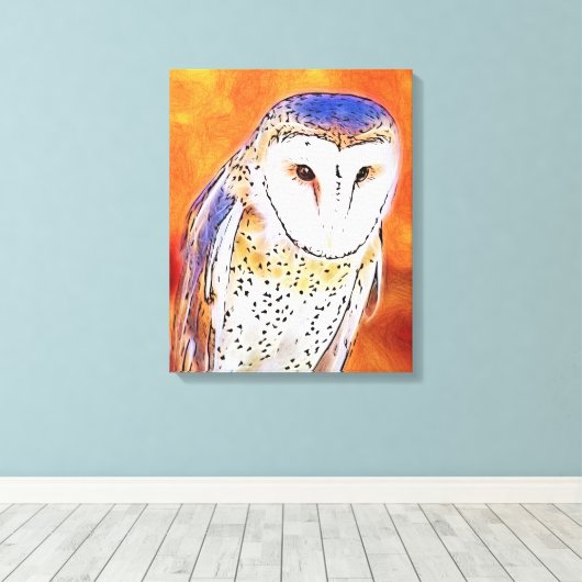 Mooie Barn Owl Bird met wit gezicht Canvas Afdruk (Insitu (Houten vloer))
