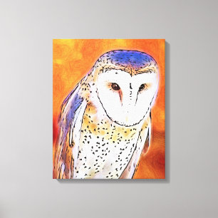 Mooie Barn Owl Bird met wit gezicht Canvas Afdruk
