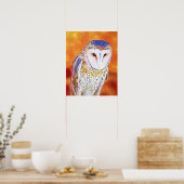 Mooie Barn Owl Bird met wit gezicht Poster (Keuken)