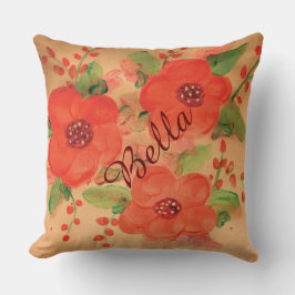 Mooie Barn Red Floral Kussen