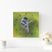 Mooie Barn Swallow Songbird op Branch Vierkante Klok (Huis)