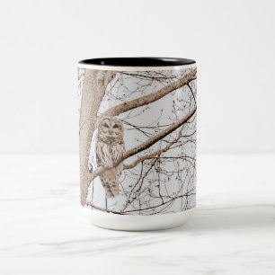 Mooie Barred Owl Audubon Tweekleurige Koffiemok