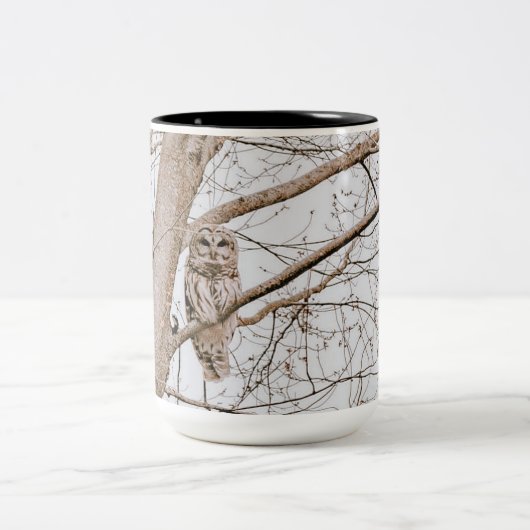 Mooie Barred Owl Audubon Tweekleurige Koffiemok (Center)