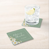 Mooie Basil Groene & Witte Madeliefjes Trouwvierka Kartonnen Onderzetters (Insitu)