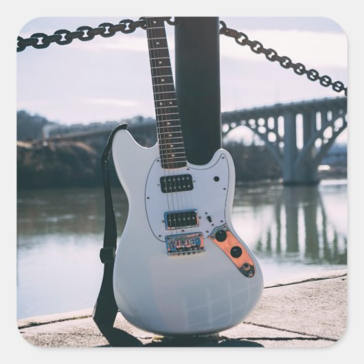 Mooie bass Guitar Vierkante Sticker (Voorkant)