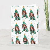 Mooie Basset Hound Hond Patroon Kerstmis Feestdagen Kaart (Voorkant)