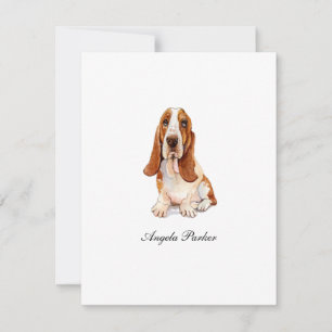 Mooie Basset Hound waterverf vlakke bedankkaart