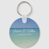 Mooie Beach Horizon Custom Wedding Favoriet Sleutelhanger (Voorkant)