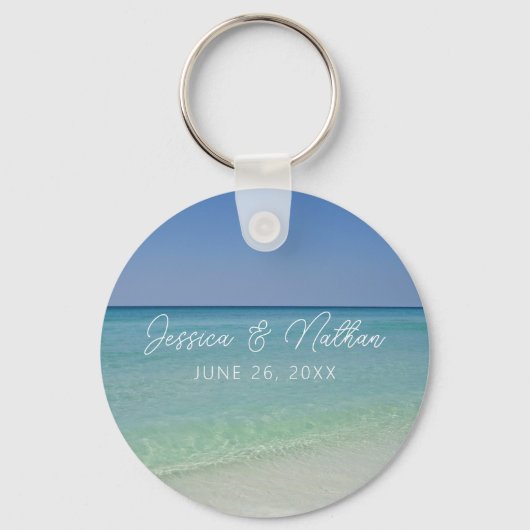 Mooie Beach Horizon Custom Wedding Favoriet Sleutelhanger (Voorkant)