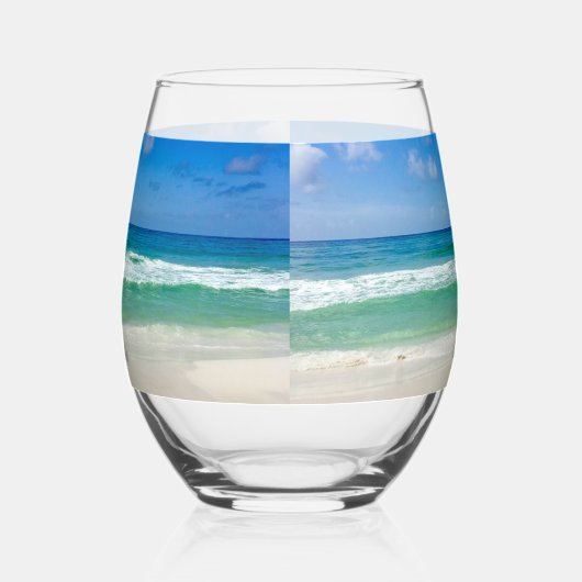 Mooie Beach House Custom Ocean Fotografie Wijnglas Zonder Voet (Rechts)