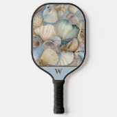 Mooie Beachy Waterverf Sea Shells Monogram Pickleball Paddle (Voorkant)