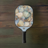 Mooie Beachy Waterverf Sea Shells Monogram Pickleball Paddle