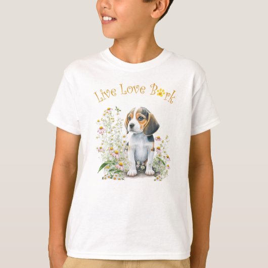 Mooie Beagle Hond Bloemen T-shirt (Voorkant)