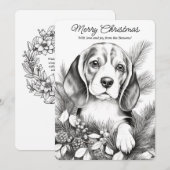 Mooie Beagle-hond geniet van Kerstkleuring Feestdagenkaart (Voorkant / Achterkant)