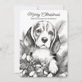 Mooie Beagle Hond Genietend van Kerst Kleurplaat Feestdagenkaart (Voorkant)