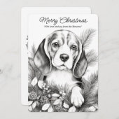 Mooie Beagle Hond Genietend van Kerst Kleurplaat Feestdagenkaart (Voorkant / Achterkant)