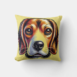 Mooie Beagle-hond Portret met Levendige Kleuren Kussen