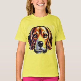 Mooie Beagle-hondportret met levendige kleuren T-shirt