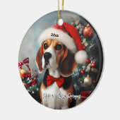 Mooie Beagle met Santa Hat Keramisch Ornament (Links)