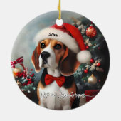 Mooie Beagle met Santa Hat Keramisch Ornament (Achterkant)