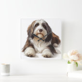 MOOIE BEBAARDE COLLIE HOND VIERKANTE KLOK (Huis)