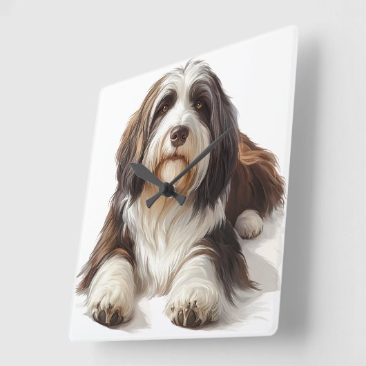 MOOIE BEBAARDE COLLIE HOND VIERKANTE KLOK (Hoek)