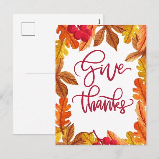 Mooie Bedankt met Leaves Autumn Feestdagenkaart (Voorkant / Achterkant)