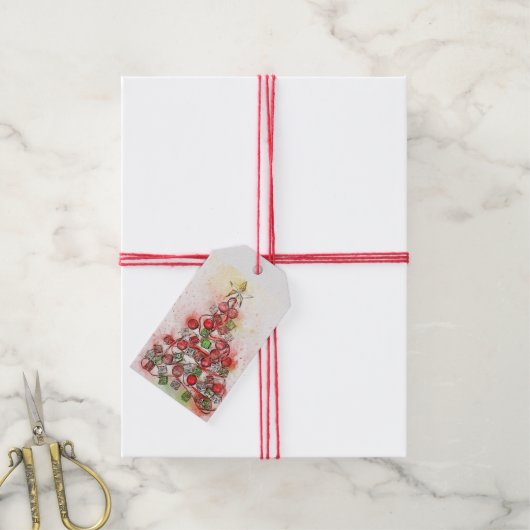 Mooie bedorven kerstboom cadeaulabel (Met Touw)