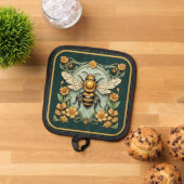 Mooie Bee Art Nouveau stijl Pannenlap (Top down)