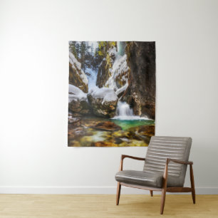 Mooie beek in Gozd Martuljek aan het einde van de  Wandkleed