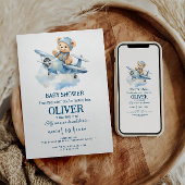 Mooie Beer Blauwe Vliegtuig Tijd Vliegt Eén 1e Ver Kaart