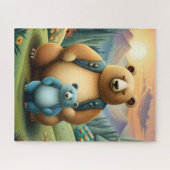 Mooie Beer familie in het zonnelandschap van de Be Legpuzzel (Horizontaal)