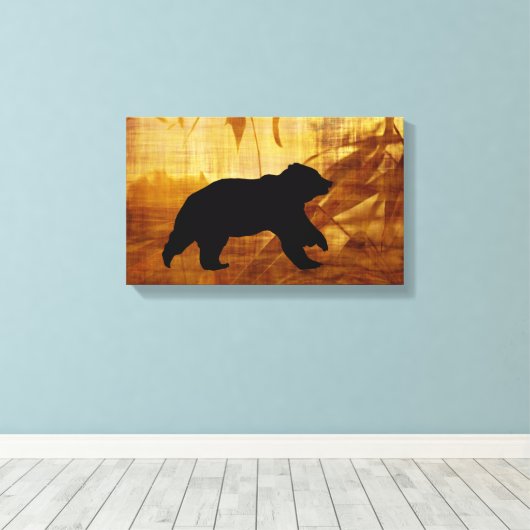 Mooie Beer Silhouette Canvas Art (Insitu (Houten vloer))