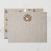 Mooie Beerpatroon Initiële Monogram Notitiekaartje (Voorkant / Achterkant)