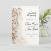 Mooie Begin Blush Roos Bewaar de Datum Kaart (Staand voorkant)