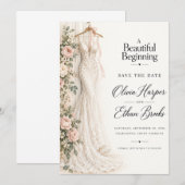 Mooie Begin Blush Roos Bewaar de Datum Kaart (Voorkant / Achterkant)