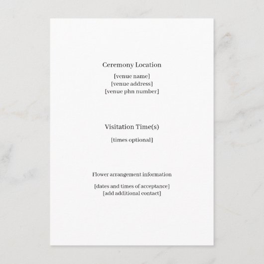 Mooie begrafenisaankondiging, Glas in lood Kaart (Achterkant)