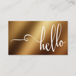 Mooie begroeting typografie over gladde gouden fol visitekaartje