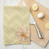 Mooie beige bloemen en kleurrijke strepen theedoek (Quarter Fold)