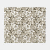 Mooie beige bloemenprint fleece deken (Voorkant (Horizontaal))