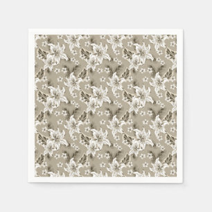 Mooie beige bloempatroon servet