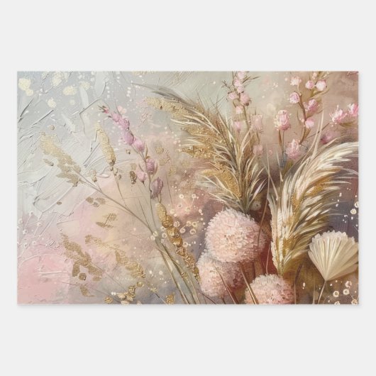 Mooie Beige Blush Boho Bloem  Inpakpapier Vel (Voorkant 2)