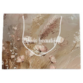 Mooie Beige Blush Boho Bloemrijke Bruids-Shower Groot Cadeauzakje (Voorkant)