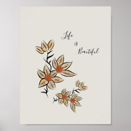 Mooie beige geïsoleerde bloemen poster