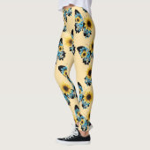 Mooie beige gele vlinder bloemen patroon leggings (Links)