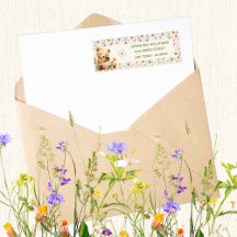 Mooie Beige Teddy Baby Shower Envelop Adres Label